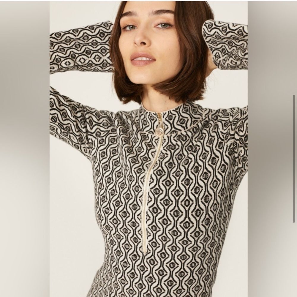 Maje Monochrome Patterned Mini Dress - Picture 4 of 12